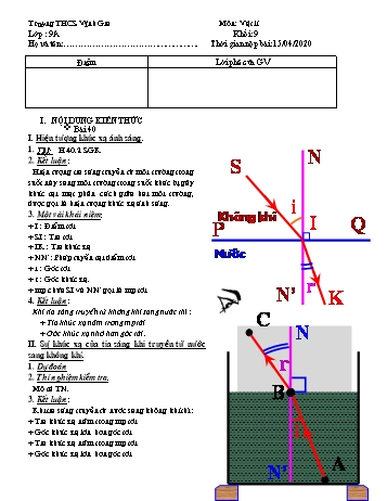 Đề kiểm tra 1 tiết học kỳ II môn Vật lý Lớp 9 - Ngày 15/4/2020 - Trường THCS Vĩnh Gia