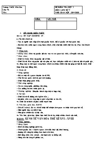 Đề kiểm tra 1 tiết Tuần 23 môn Lịch sử Lớp 7 - Ngày 20/4/2020 - Trường THCS Vĩnh Gia
