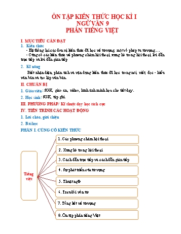 Giáo án Ngữ văn Lớp 9 - Ôn tập học kỳ I - Phần Tiếng Việt