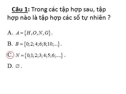 Slide Đề thi học kỳ 1 môn Toán Lớp 6 - Phần trắc nghiệm