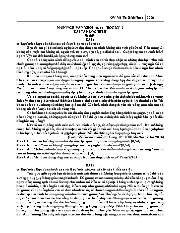 Bài tập đọc hiểu học kỳ II môn Ngữ văn Lớp 10+11 - Năm học 2020-2021 - Võ Thị Bích Hạnh