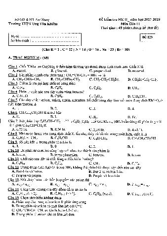 Bộ đề kiểm tra học kỳ II môn Hóa học Lớp 11 - Năm học 2017-2018 - Trường THPT Ung Văn Khiêm