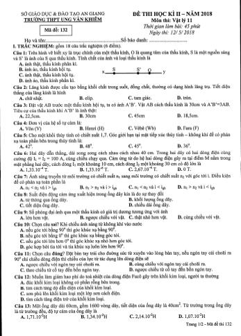 Bộ đề thi học kỳ I môn Vật lí Lớp 11 - Năm học 2017-2018 - Trường THPT Ung Văn Khiêm