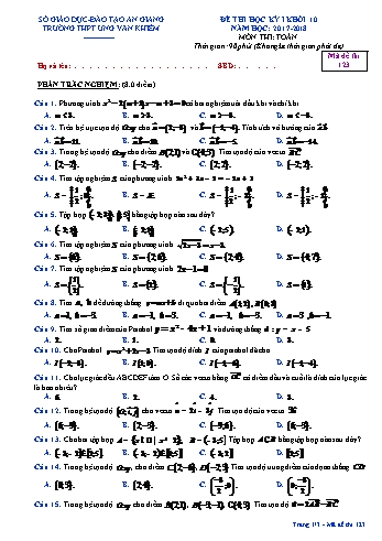 Đề thi học kỳ I môn Toán Lớp 10 - Mã đề 123 - Năm học 2017-2018 - Trường THPT Ung Văn Khiêm