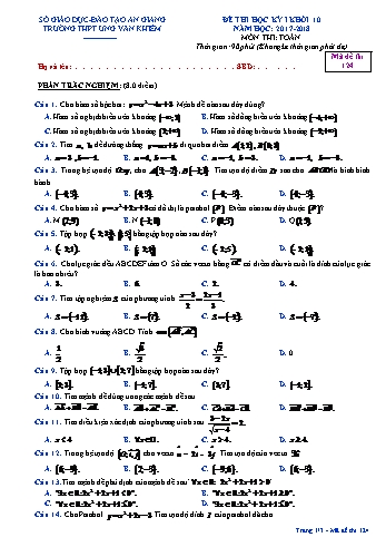 Đề thi học kỳ I môn Toán Lớp 10 - Mã đề 124 - Năm học 2017-2018 - Trường THPT Ung Văn Khiêm
