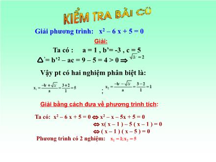 Bài giảng Đại số Lớp 9 - Tiết 58: Hệ thức Vi-ét và ứng dụng - Trường THCS & THPT Mỹ Hòa Hưng