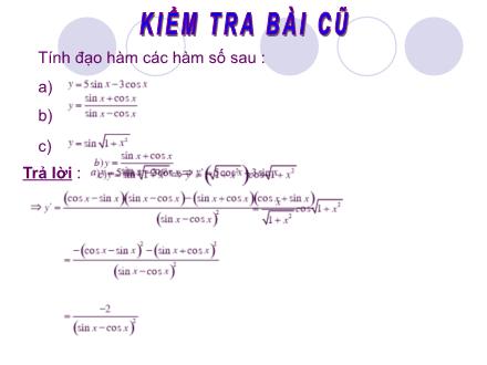 Bài giảng Đại số và Giải tích Lớp 11 - Chương 5 - Bài 4: Vi phân - Trường THCS & THPT Mỹ Hòa Hưng