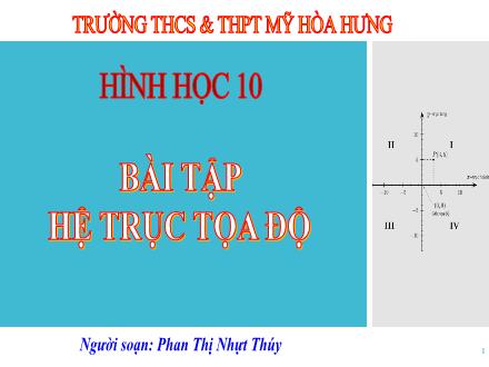 Bài giảng Hình học Lớp 10 - Bài tập về hệ trục tọa độ - Phan Thị Nhựt Thúy