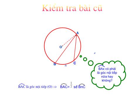 Bài giảng Hình học Lớp 9 - Bài 4: Góc tạo bởi tia tiếp tuyến và dây cung - Trường THCS & THPT Mỹ Hòa Hưng