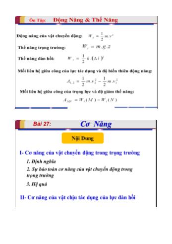 Bài giảng Vật lí Lớp 10 - Bài 27: Cơ năng - Trường THPT Châu Phú