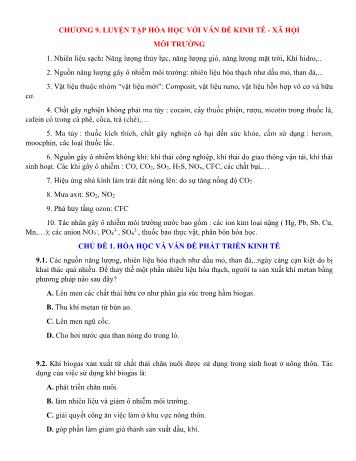Bài tập Hóa học Lớp 12 - Chương 9: Luyện tập Hóa học với vấn đề Kinh tế - Xã hội
