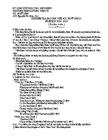 Đề kiểm tra bài văn viết số 3 môn Ngữ văn Lớp 10 - Năm học 2018-2019 - Nguyễn Thị Kim Chi (Có đáp án và thang điểm)
