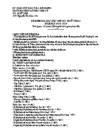 Đề kiểm tra bài văn viết số 3 môn Ngữ văn Lớp 12 - Năm học 2018-2019 - Nguyễn Thị Kim Chi (Có đáp án và thang điểm)