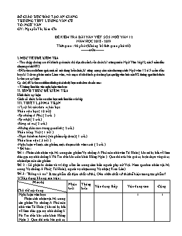 Đề kiểm tra bài văn viết số 5 môn Ngữ văn Lớp 12 - Năm học 2018-2019 - Nguyễn Thị Kim Chi (Có đáp án)