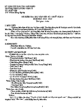 Đề kiểm tra bài viết số 3 môn Ngữ văn Lớp 10 - Năm học 2018-2019 - Võ Đức Hồng Nghiệp (Có đáp án và thang điểm)