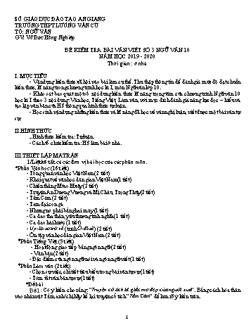 Đề kiểm tra bài viết số 3 môn Ngữ văn Lớp 10 - Năm học 2019-2020 - Võ Đức Hồng Nghiệp (Có đáp án và thang điểm)