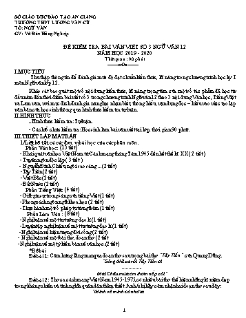 Đề kiểm tra bài viết số 3 môn Ngữ văn Lớp 12 - Năm học 2019-2020 - Võ Đức Hồng Nghiệp (Có đáp án và thang điểm)