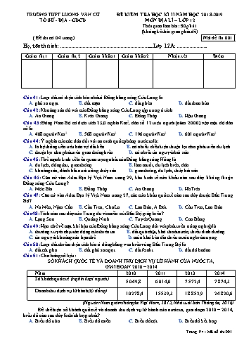 Đề kiểm tra học kỳ II môn Địa lí Lớp 12 - Mã đề 001 - Năm học 2018-2019 - Trường THPT Lương Văn Cù