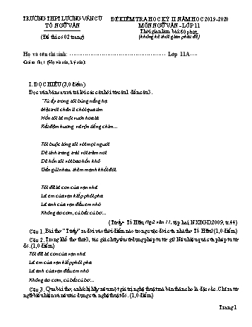 Đề kiểm tra học kỳ II môn Ngữ văn Lớp 11 - Năm học 2019-2020 - Trường THPT Lương Văn Cù (Có đáp án)