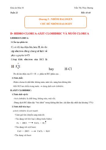 Giáo án Hóa học Lớp 10 - Tiết 43+44: Nhóm Halogen - Trần Thị Thùy Dương