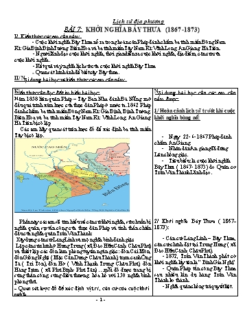 Giáo án Lịch sử địa phương Lớp 8 - Bài 7: Khởi nghĩa Bảy Thưa (1867-1873) - Trường THCS Phú Hòa