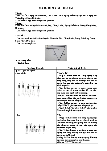 Giáo án Thể dục Lớp 6 - Tiết 41+42: Bài thể dục - Chạy bền - Trường THCS Vĩnh Phú