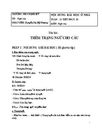 Nội dung ghi bài môn Ngữ văn Lớp 7 - Tuần 23 - Nguyễn Thị Mỹ Phương