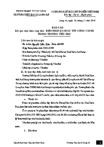 SKKN Biện pháp quản lý tốt công văn đi trong trường Tiểu học - Năm học 2018-2019 - Nguyễn Diễm Kiều