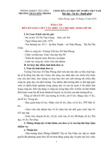 SKKN Rèn kĩ năng viết văn miêu tả cho học sinh Lớp 5D - Năm học 2019-2020 - Võ Thị Trúc Giang