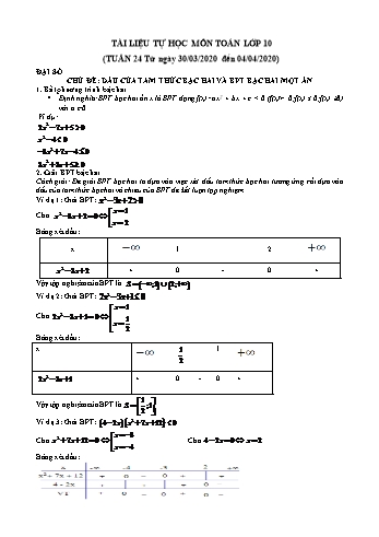 Tài liệu học online môn Toán Lớp 10 - Tuần 24 - Năm học 2019-2020