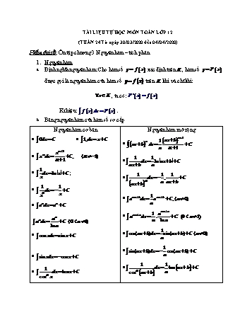 Tài liệu học online môn Toán Lớp 12 - Tuần 24 - Năm học 2019-2020