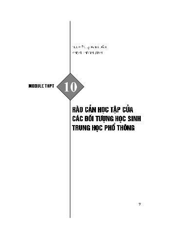 Bài thu hoạch bồi dưỡng thường xuyên THPT - Module 10: Rào cản học tập của các đối tượng học sinh Trung học phổ thông - Nguyễn Quang Uẩn