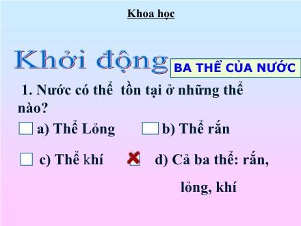 Bài giảng Khoa học Lớp 4 - Bài 22: Mây được hình thành như thế nào? Mưa từ đâu ra?