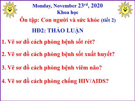 Bài giảng Khoa học Lớp 5 - Tiết 2: Ôn tập: Con người và sức khỏe