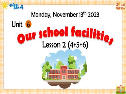 Bài giảng Tiếng Anh Lớp 4 - Unit 6, Lesson 2, Period 4+5+6: Our school facilities