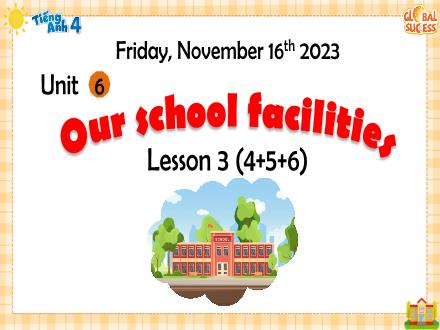 Bài giảng Tiếng Anh Lớp 4 - Unit 6, Lesson 3, Period 4+5+6: Our school facilities