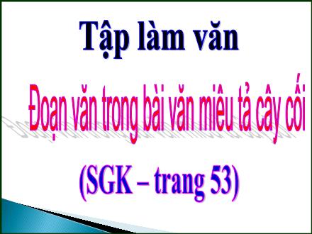 Bài giảng Tiếng Việt Lớp 4 - Tập làm văn: Đoạn văn trong bài văn miêu tả cây cối