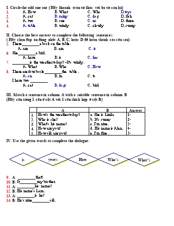 Bài tập Tiếng Anh Lớp 5 theo chủ điểm