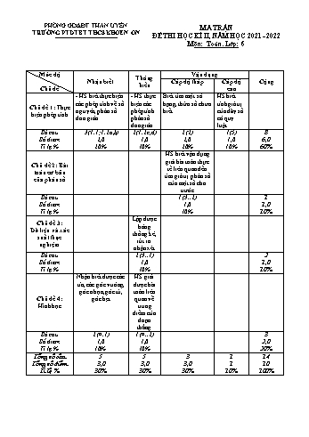 Đề thi học kì II năm học 2021-2022 môn Toán Lớp 6 - Trường THCS Khoen On (Có đáp án)