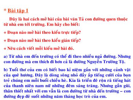 Bài giảng Tập làm văn Lớp 5 - Tuần 8, Bài: Luyện tập tả cảnh (dựng đoạn mở bài, kết bài) - Năm học 2022-2023 - Hoàng Thị Trang