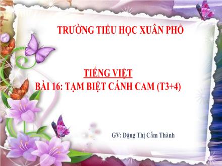 Bài giảng Tiếng Việt Lớp 2 (Kết nối tri thức với cuộc sống) - Bài 16: Tạm biệt cánh cam (Tiết 3+4) - Đặng Thị Cẩm Thành