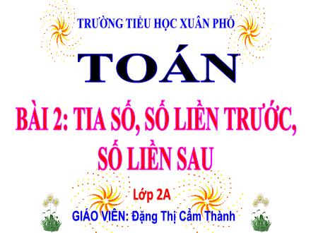 Bài giảng Toán Lớp 2 (Kết nối tri thức) - Bài 2: Tia số, số liền trước, số liền sau - Năm học 2021-2022 - Đặng Thị Cẩm Thành