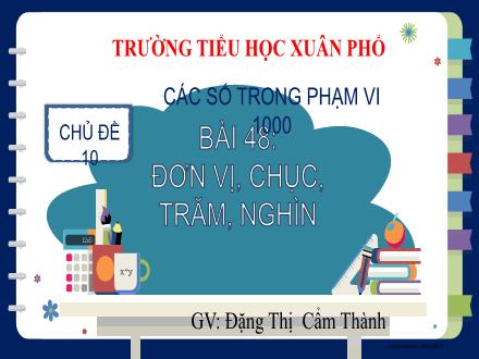Bài giảng Toán Lớp 2 (Kết nối tri thức) - Chủ đề 10: Các số trong phạm vi 1000 - Bài 49: Các số tròn trăm, tròn chục (Tiết 2) - Đặng Thị Cẩm Thành