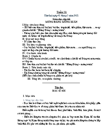 Giáo án điện tử Lớp 2 - Tuần 23 (Thứ 2+3) - Năm học 2020-2021 - Đặng Thị Cẩm Thành