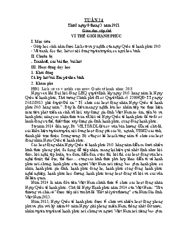 Giáo án điện tử Lớp 2 - Tuần 24 - Năm học 2020-2021 - Đặng Thị Cẩm Thành