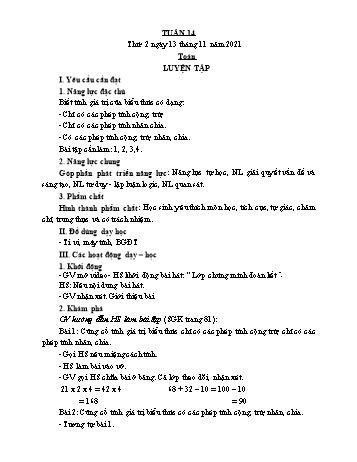 Giáo án điện tử Lớp 3 - Tuần 14 - Năm học 2021-2022 - Lường Thị Nghĩa