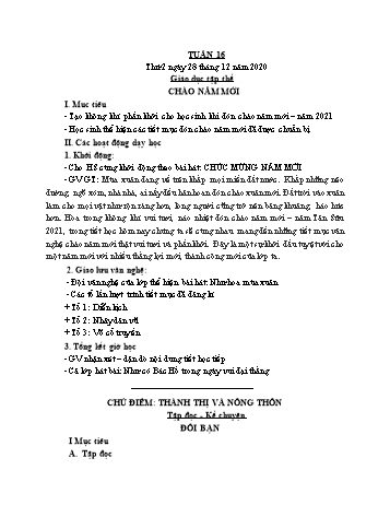 Giáo án điện tử Lớp 3 - Tuần 16 - Năm học 2020-2021 - Cao Thị Hảo