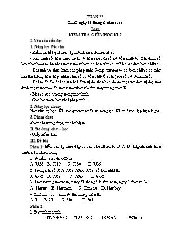 Giáo án điện tử Lớp 3 - Tuần 22 - Năm học 2021-2022 - Lường Thị Nghĩa