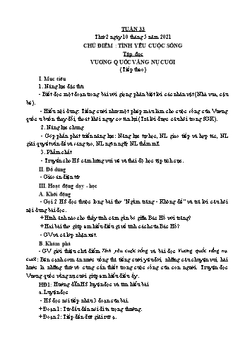 Giáo án điện tử Lớp 4 - Tuần 33 - Năm học 2020-2021 - Lường Thị Nghĩa