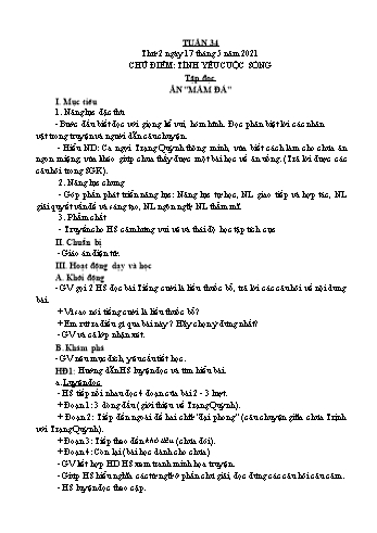 Giáo án điện tử Lớp 4 - Tuần 34 - Năm học 2020-2021 - Lường Thị Nghĩa